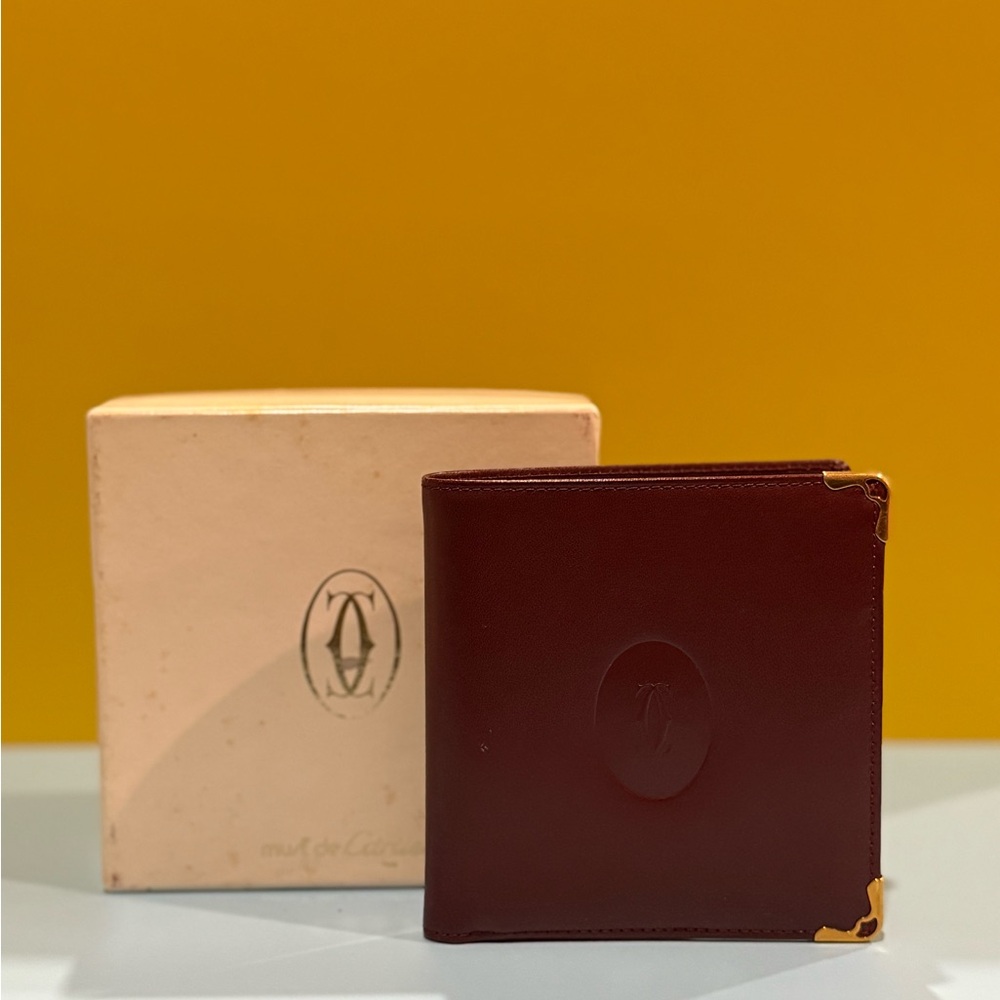 CARTIER Must De Cartier Burgundy Bi Fold Wallet